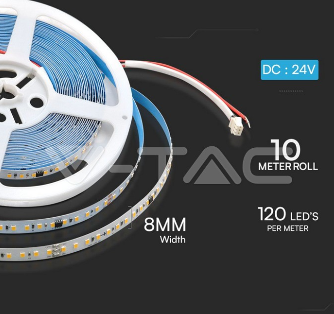 Striscia led V-tac 10W 24V 4000K VT-2835  - 23608 03