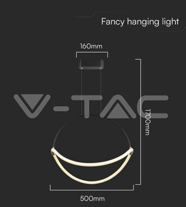 Sospensione led V-tac 16W 3000K nero VT-10125  -  23436 03