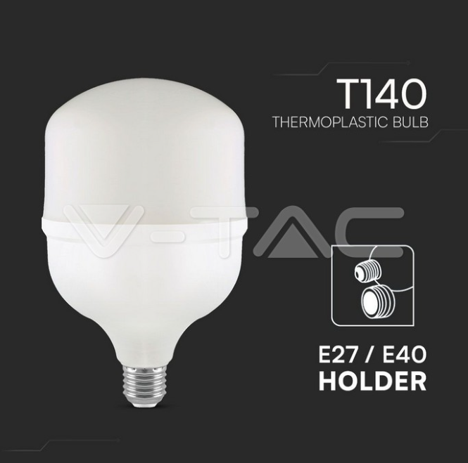 Lampadina led T140 V-tac attacco E27 con supporto E40 50W 4000K VT-21050  -  23574 02