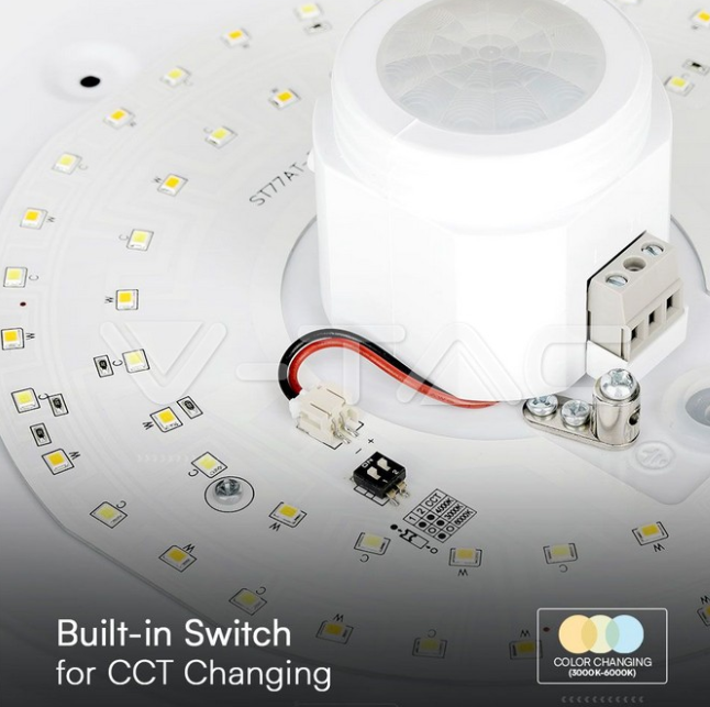 Plafoniera led V-tac chip Samsung sensore PIR 12W 3000-4000-6000K bianco VT-13CCT  -   23418 05