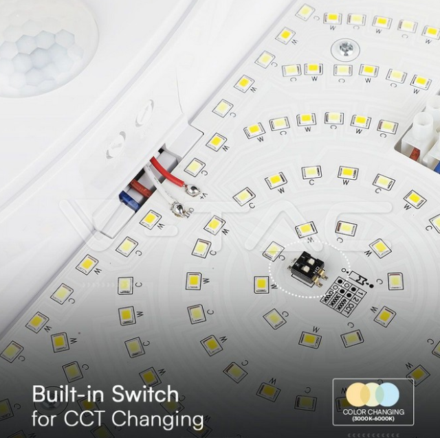 Plafoniera led V-tac chip Samsung sensore PIR 15W 3000-4000-6000K bianco VT-81004 - 23420 03