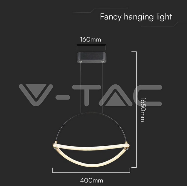 Sospensione led V-tac 12W 3000K nero VT-10124 -  23434 02