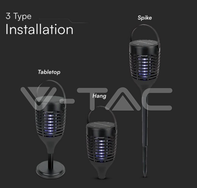 Elettroinsetticida ricaricabile V-tac con pannello solare e Usb 2W VT-3215  - 23459 04