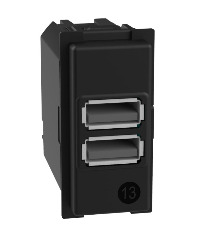 2 prese USB-A Bticino Living Now 15W 1 modulo nero K4285C2- K4191AA 01