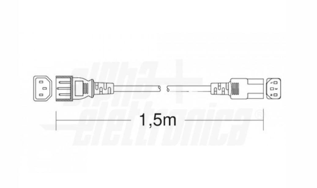 Cavo da IEC320 C14 a IEC320 C13 Alpha Elettronica 3x0.75mm2 da 1.5m nero - 23-028B 02