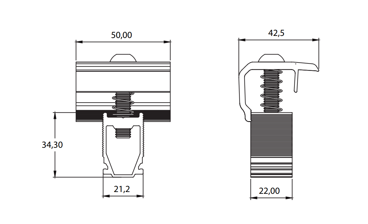 Morsetto universale terminale Contact Italia spessore modulo serrabile 28-48mm - KMTN2848 02