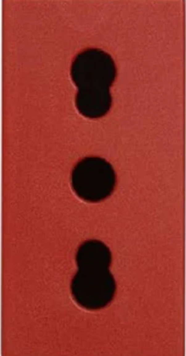 Presa bipasso P11/P17 Urmet 1 modulo 2P+T rosso - 12100/303-6 01