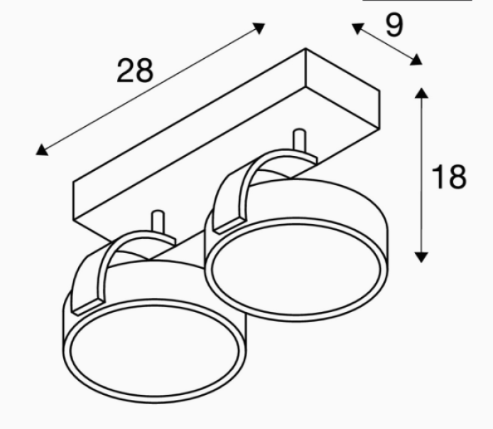 Lampada da parete SLv Kalu 2xGU10 biemissione nero - 1000703 03