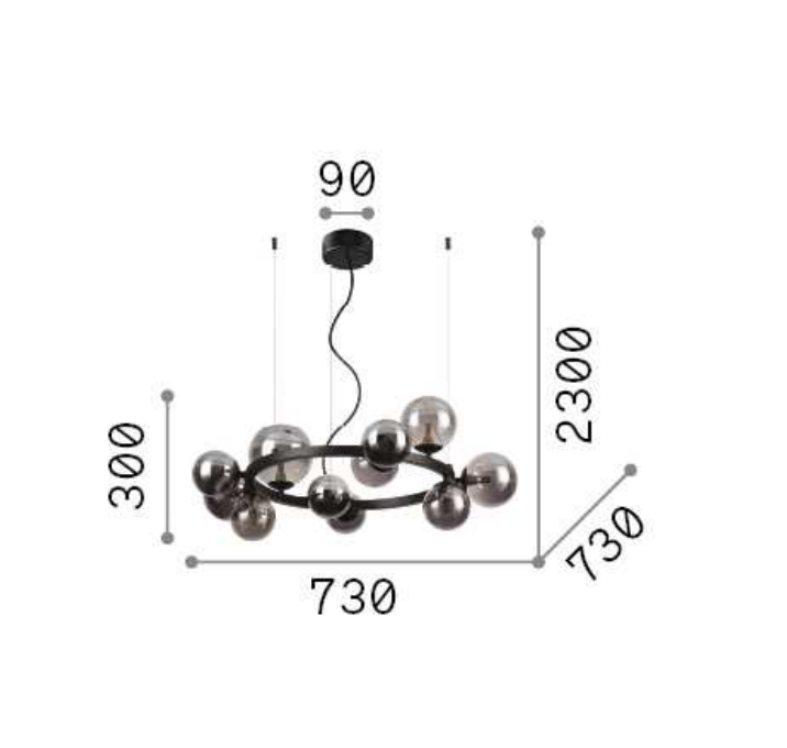 Sospensione Ideal Lux Perlage SP11 11xG9 max 15W ambra - 322773 03