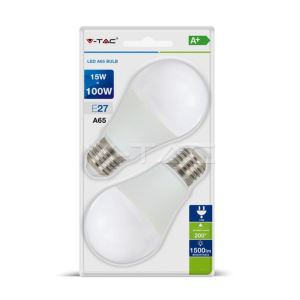 Lampadine led a60  attacco e27 15w 2700k 2pz vt-2117 - 7300