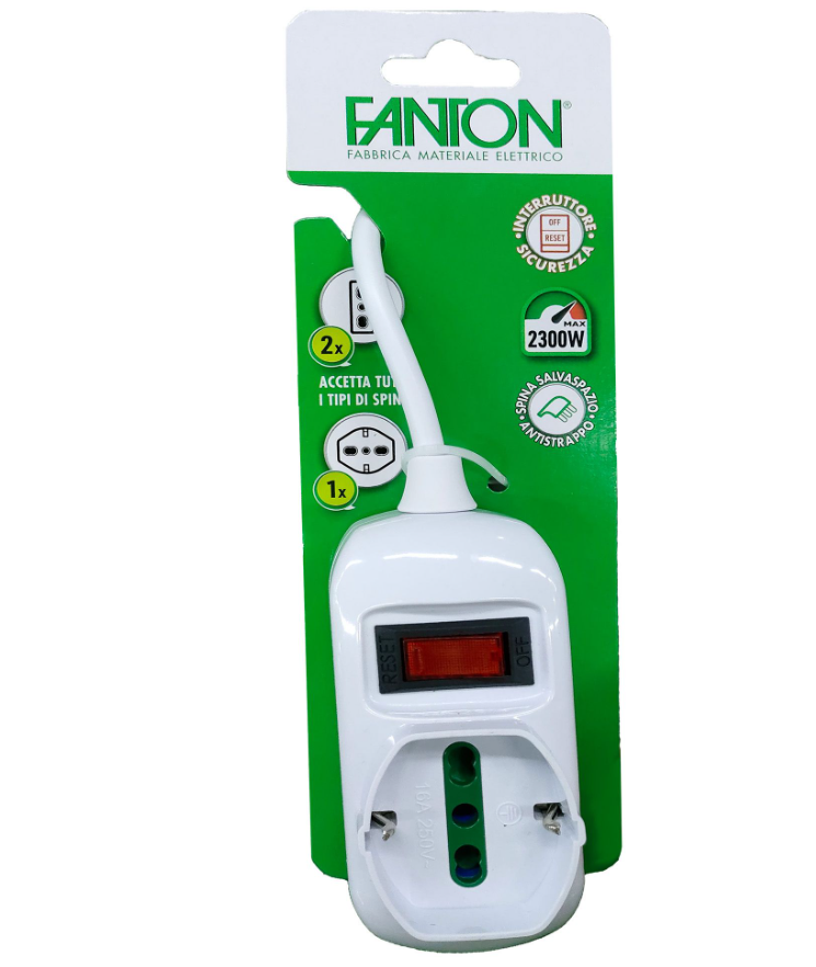 Multipresa 3 posti Fanton Triax 2P+T 16A cavo da 1.2m bianco - 421454 06