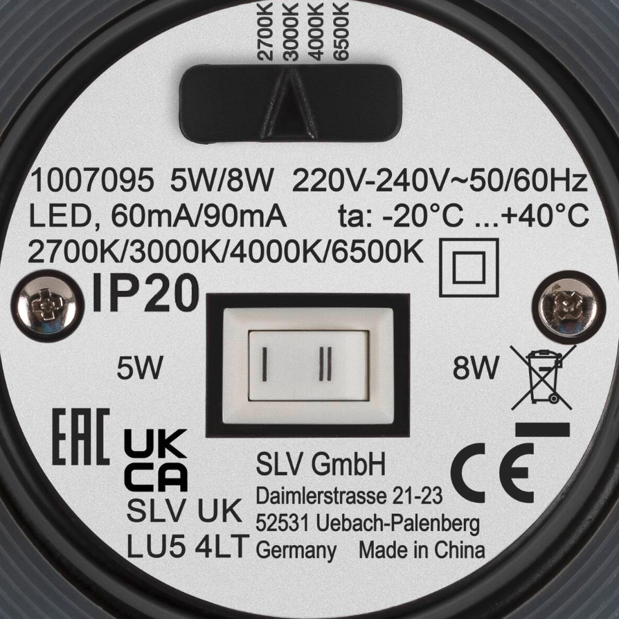 Faretto led ad incasso SLV Universal Downlight Phase 5/8W 2700/3000/4000/6500K - 1007095 02