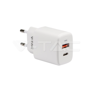 Caricabatterie  usb-a + usb-c 30w bianco vt-3530 - 6680