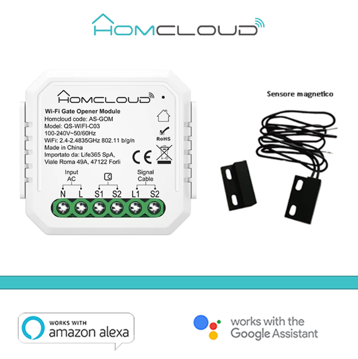 Modulo cancelli garage ed elettroserrature Wifi 1CH incasso -  AS-GOM 03