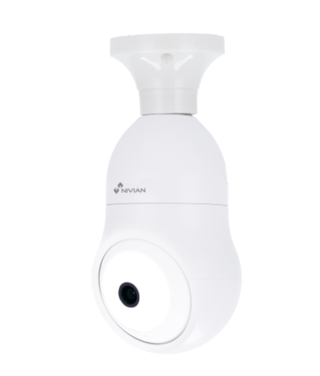 Telecamera a lampadina wifi smart Visiotech attacco E27 5W 2304x1296p bianco - NVS-IPC-BULB1 01