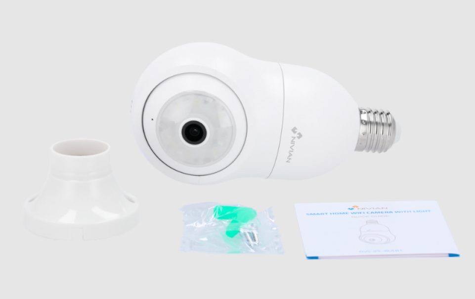 Telecamera a lampadina wifi smart Visiotech attacco E27 5W 2304x1296p bianco - NVS-IPC-BULB1 04