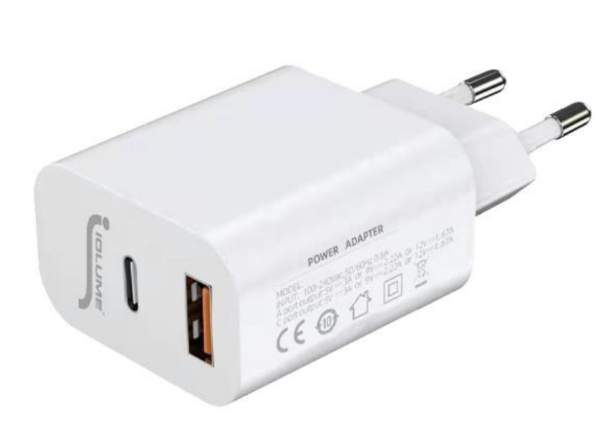 Caricabatterie Iolume USB-A + USB-C 20W bianco - IO3942101 01