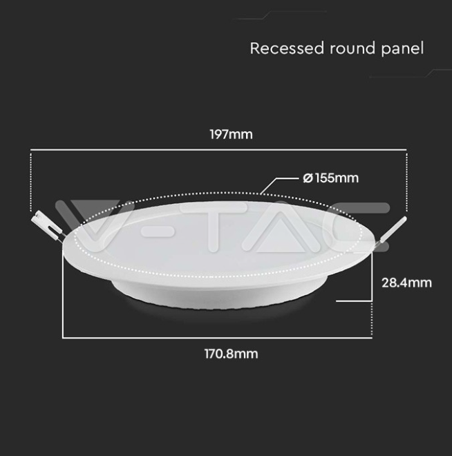 Pannello led tondo V-tac 12W 3000K bianco VT-61012 - 7861 03