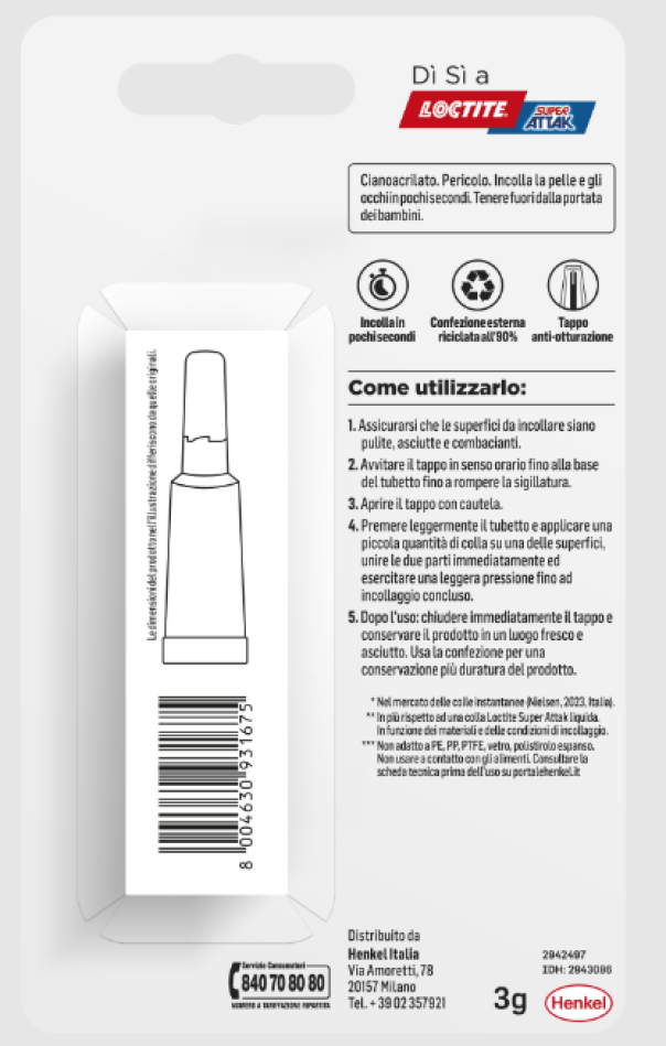 Gel adesivo riposizionabile Henkel da 3g trasparente - W060262012 02