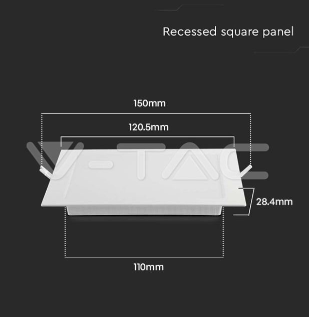 Pannello led quadrato V-tac da incasso 6W 3000K VT-61006  - 10480 04