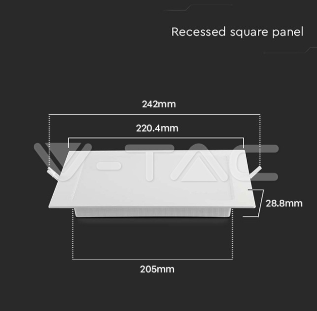 Pannello led quadrato V-tac da incasso 18W 3000K VT-61018 -  10486 04