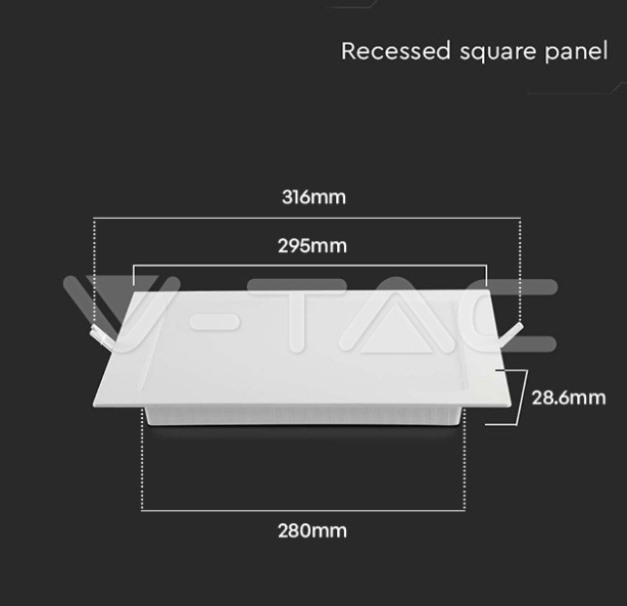 Pannello led quadrato V-tac da incasso 24W 4000K VT-61024  - 10490 04