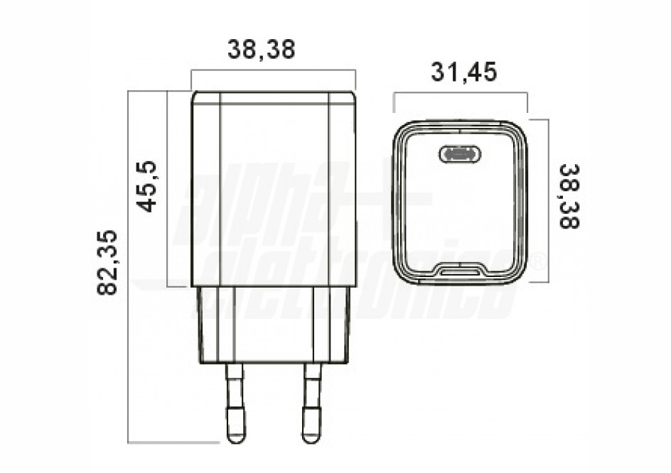 Caricabatterie USB-C Alpha Elettronica 45W 3000mA nero - KD530045 04