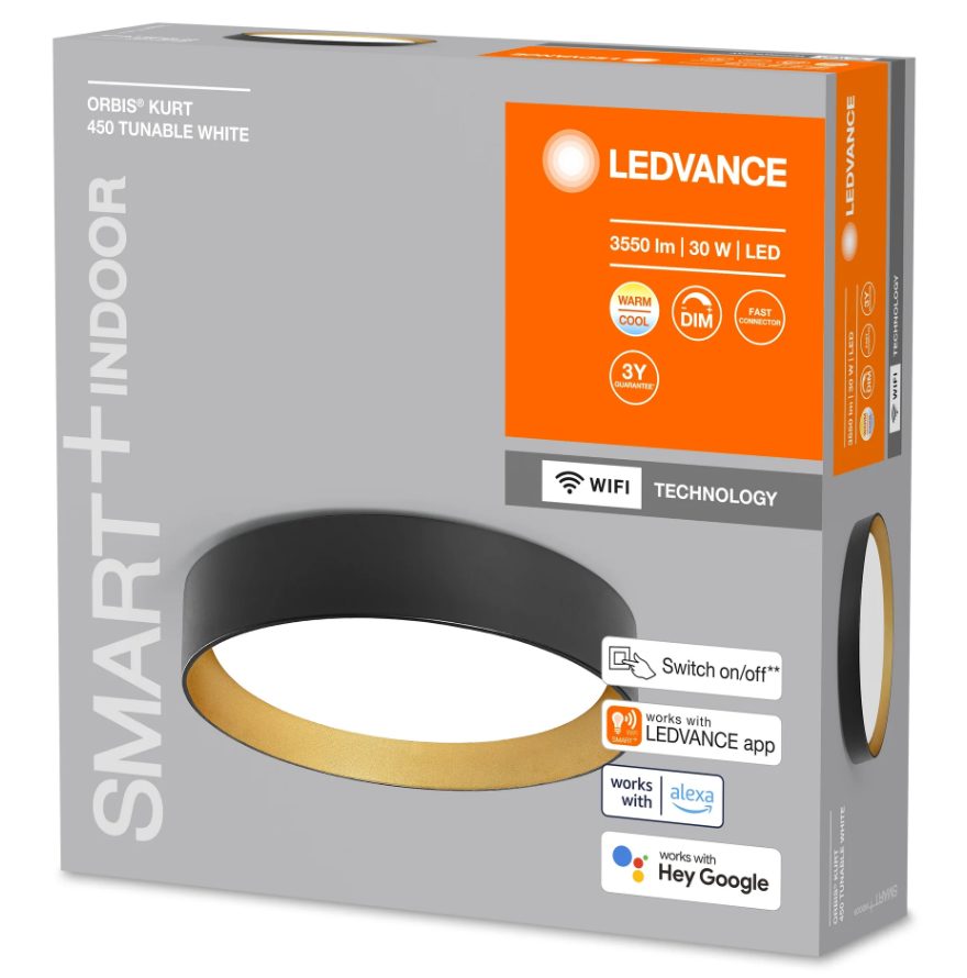 Plafoniera led smart Ledvance Orbis Kurt 30W 2700-6500K nero - LUM754799WF 03