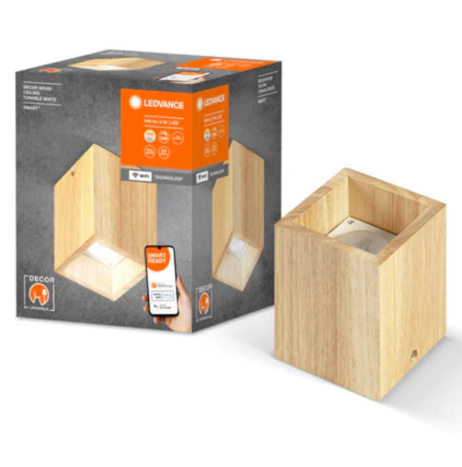 Plafoniera led smart Ledvance 8W 3000-6500K legno - LUM757660WF 02