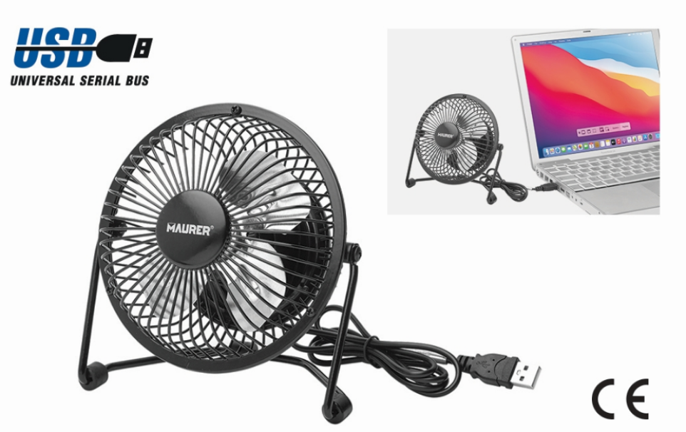 Ventilatore da tavolo Maurer con Usb diametro 15cm 2,5W nero - 82193 -  C060153003 01