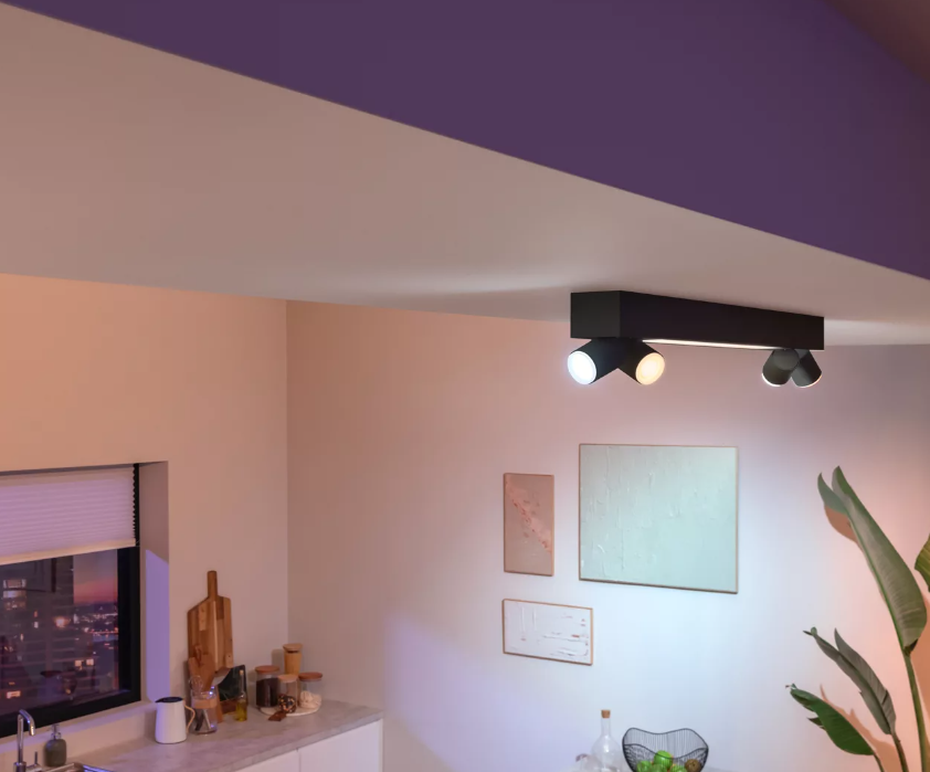 Plafoniera con faretti led bluetooth Philips Hue Centris 4x5.7W + 40W 2000-6500K nero - 31855700 04