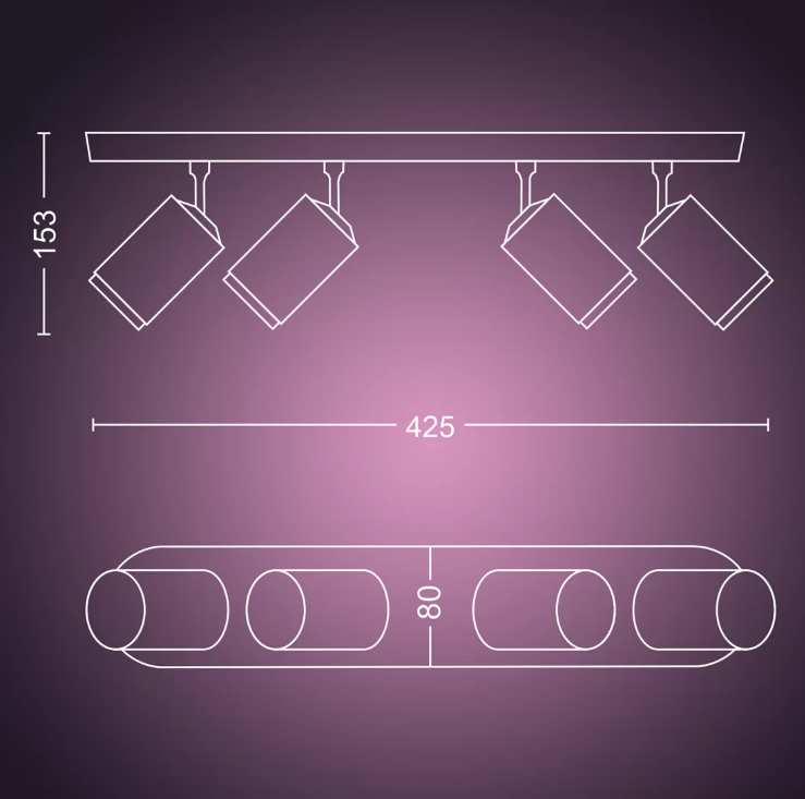 Spot led bluetooth Philips Hue Fugato 4x5.7W 2000-6500K nero - 31939400 06