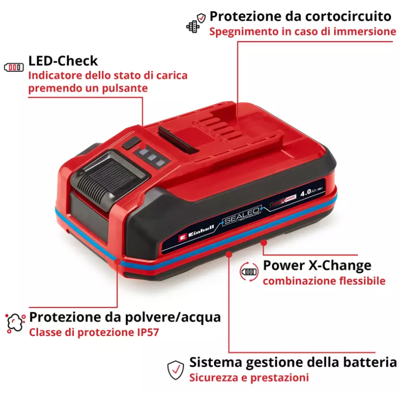 Batteria Einhell Sealed Power X-Change 3Ah 900W 18V - 4511618 03