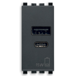 Presa usb-a+c  eikon 1 modulo 15w grigio - 20292.ac.15