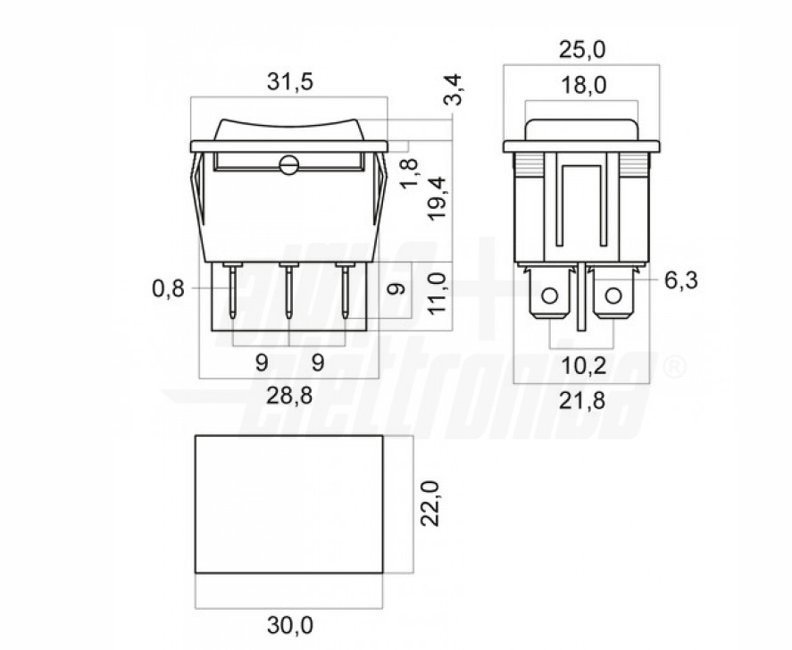 Interruttore a bilanciere Alpha Elettronica 2P 15-20A nero - 320-013 02