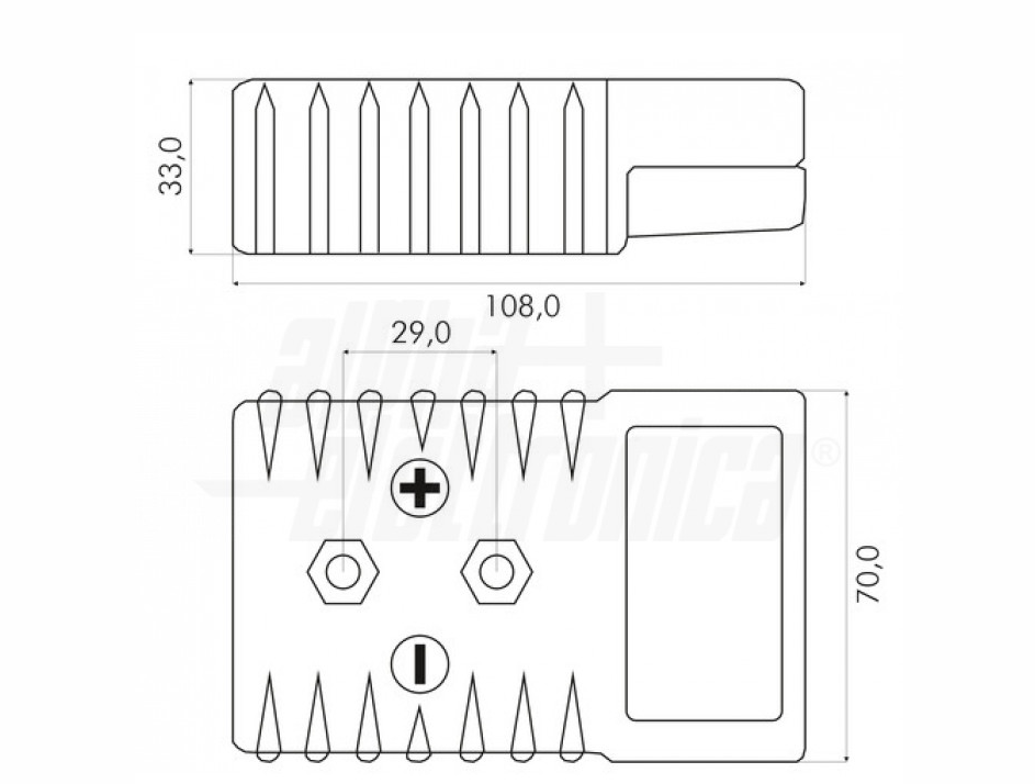 Connettore per batterie Alpha Elettronica max 350A grigio - 22-60/350 04