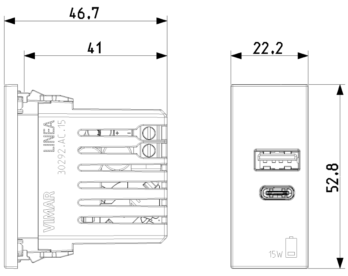 Presa USB A+C Vimar Linea 1 modulo 15W bianco - 30292.AC15B 02