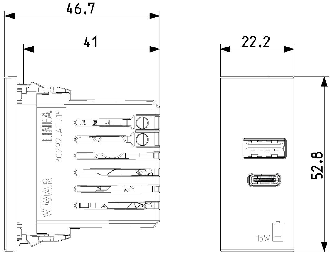 Presa USB A+C Vimar Linea 1 modulo 15W canapa - 30292.AC15C 02