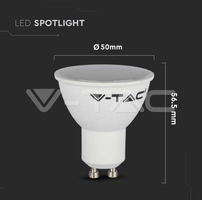 Lampadina led PAR16 V-tac attacco GU10 4.5W 6500K VT-1975 - 211687 04