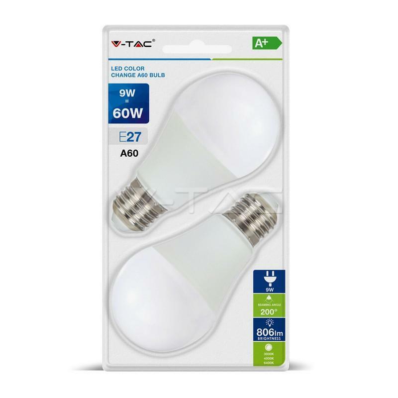 v-tac v-tac 2 lampadine goccia led 9w luce naturale attacco e27  7309 - foto 1