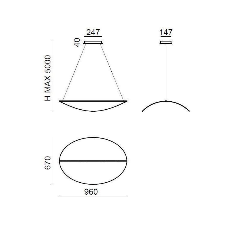 Sospensione led Linea Light Diphy 54W 3000K bianco - 8169 02