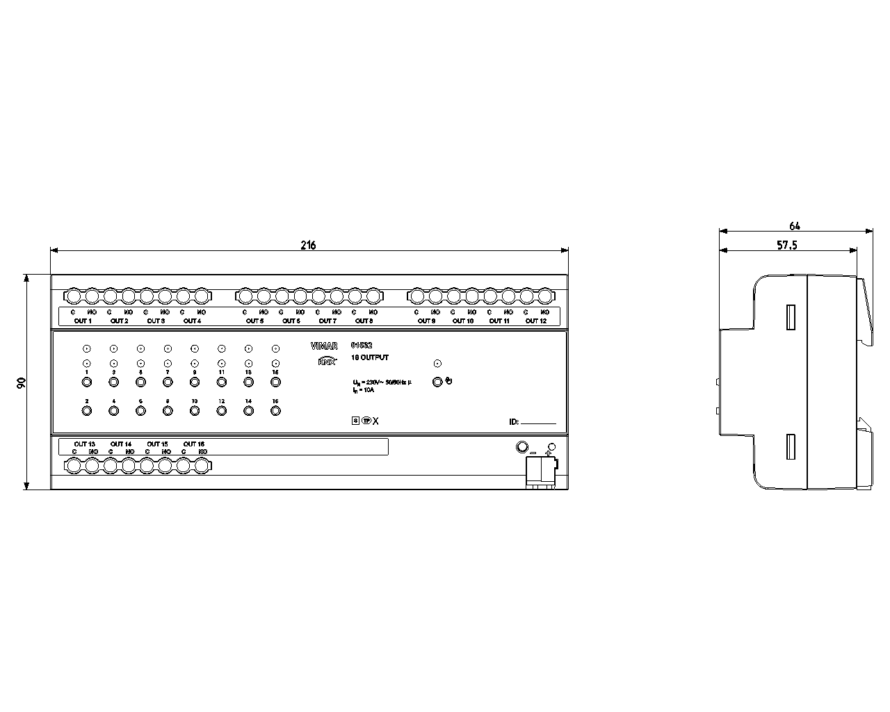 Attuatore per sistema bus Vimar 12 moduli 10A - 01532 02