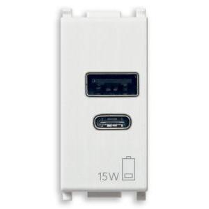 Presa usb-a+c  plana 1 modulo 15w bianco - 14292.ac.15