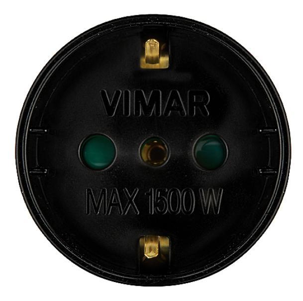 Adattatore semplice Vimar 2P+T max 1500W 16A nero - 00303 03