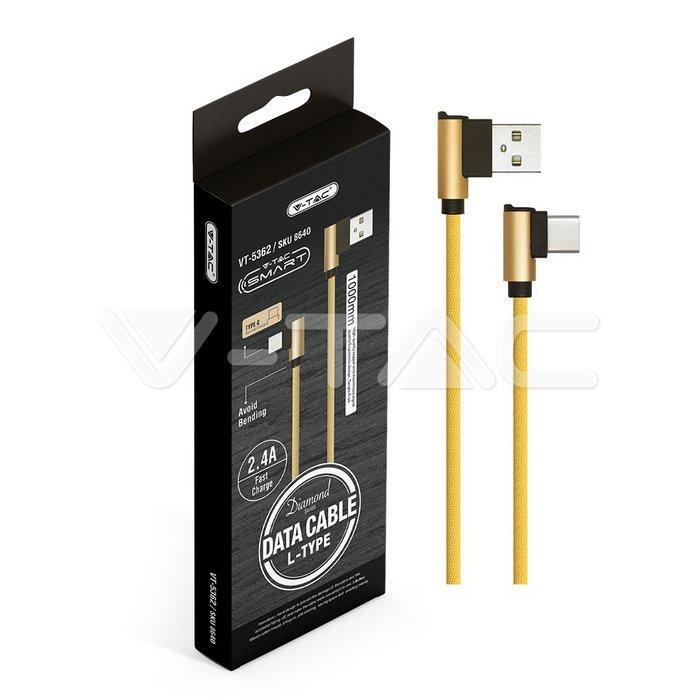 Cavo a L V-tac USB-C 2.4A da 1m oro VT-5362 - 8640 06