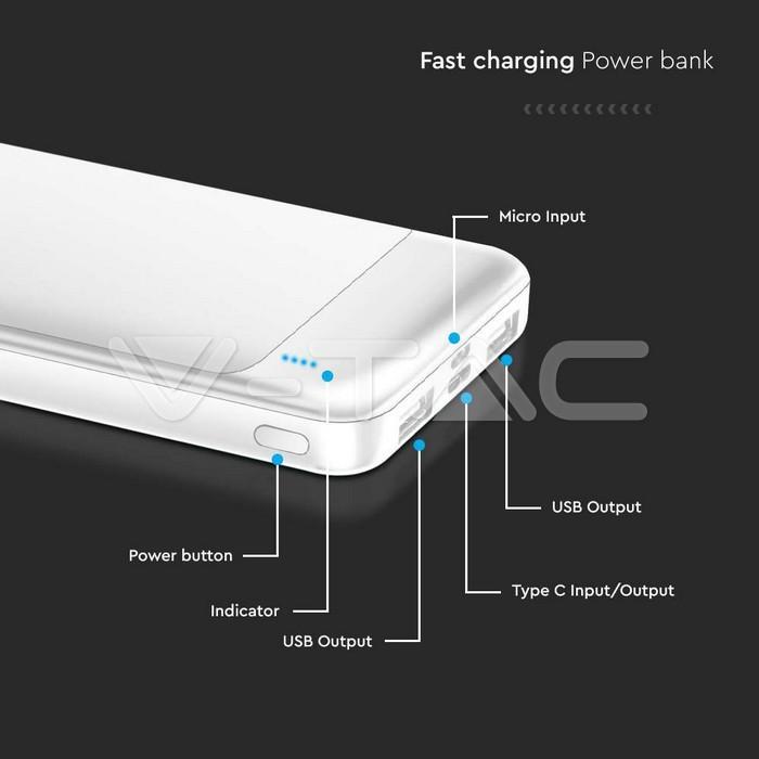 Powerbank V-tac 22.5W 10000mAh bianco VT-10005 - 7834 03