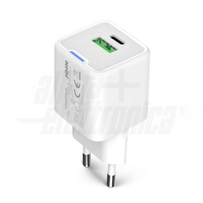 Caricatore Alpha Elettronica USB-A/C 30W 3000mA bianco - KD530030W-02 03