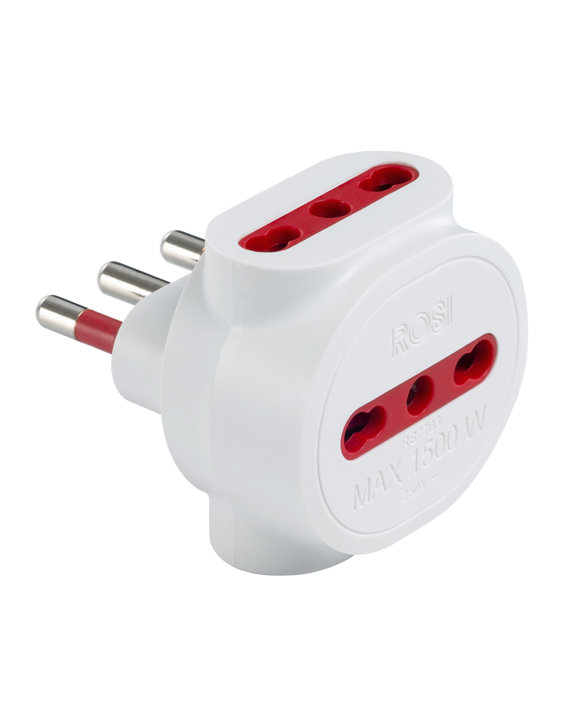 Adattatore triplo Rosi 3 x 2P+T 10/16A 250V bianco - RS7703B 01