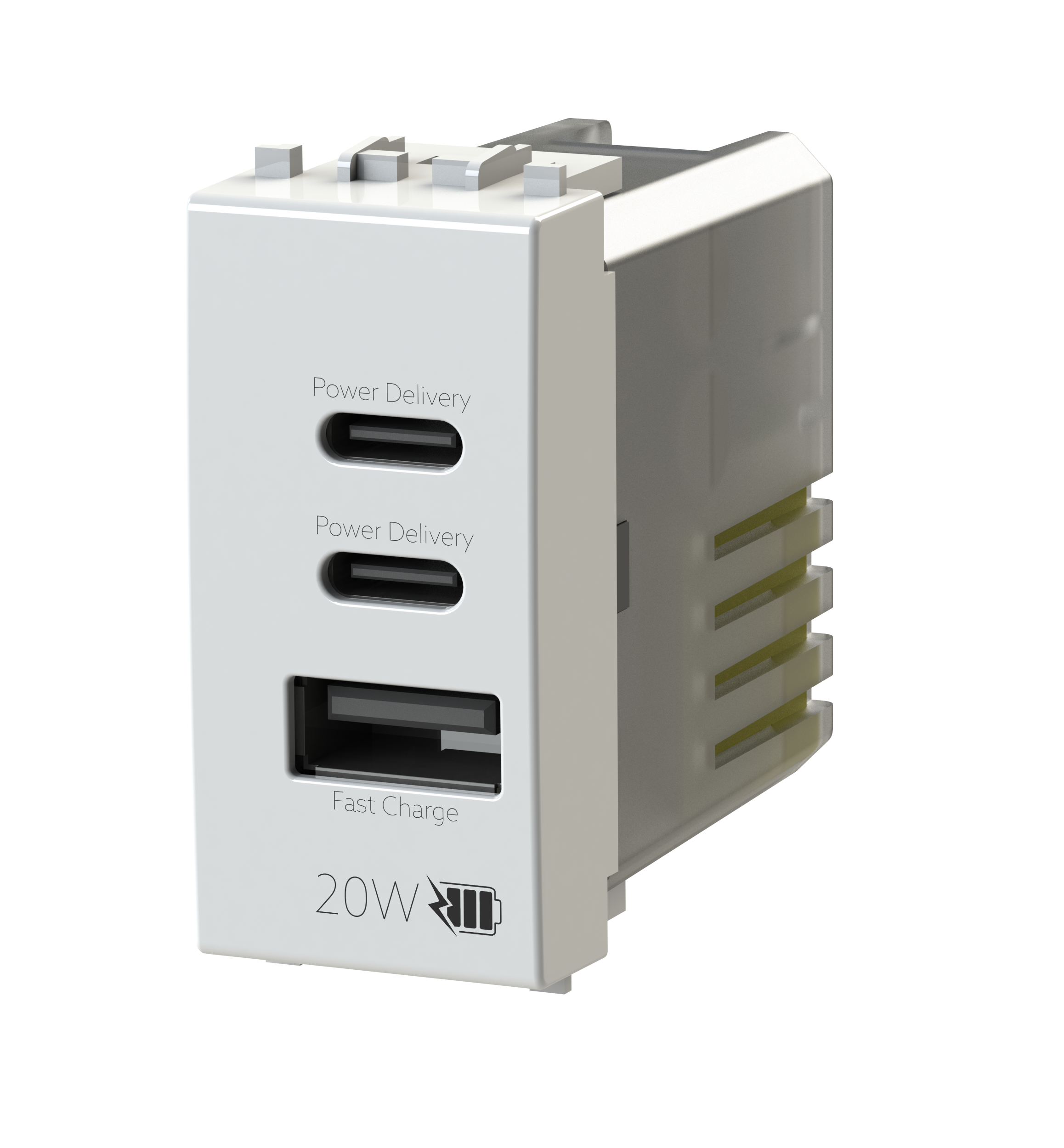 Presa USB-CCA 4 Box compatibile Vimar Plana 20W bianco - 4BUSB20WCCA.V14 01