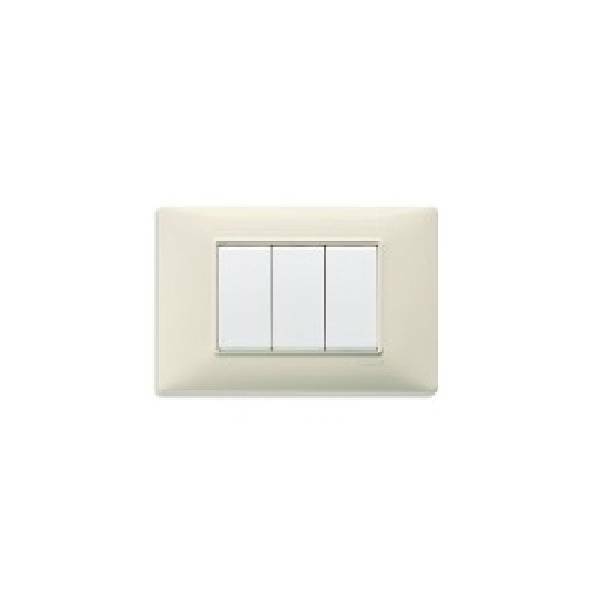 vimar vimar plana placca 3 moduli tecnopolimero colore beige 14653.03 - foto 3